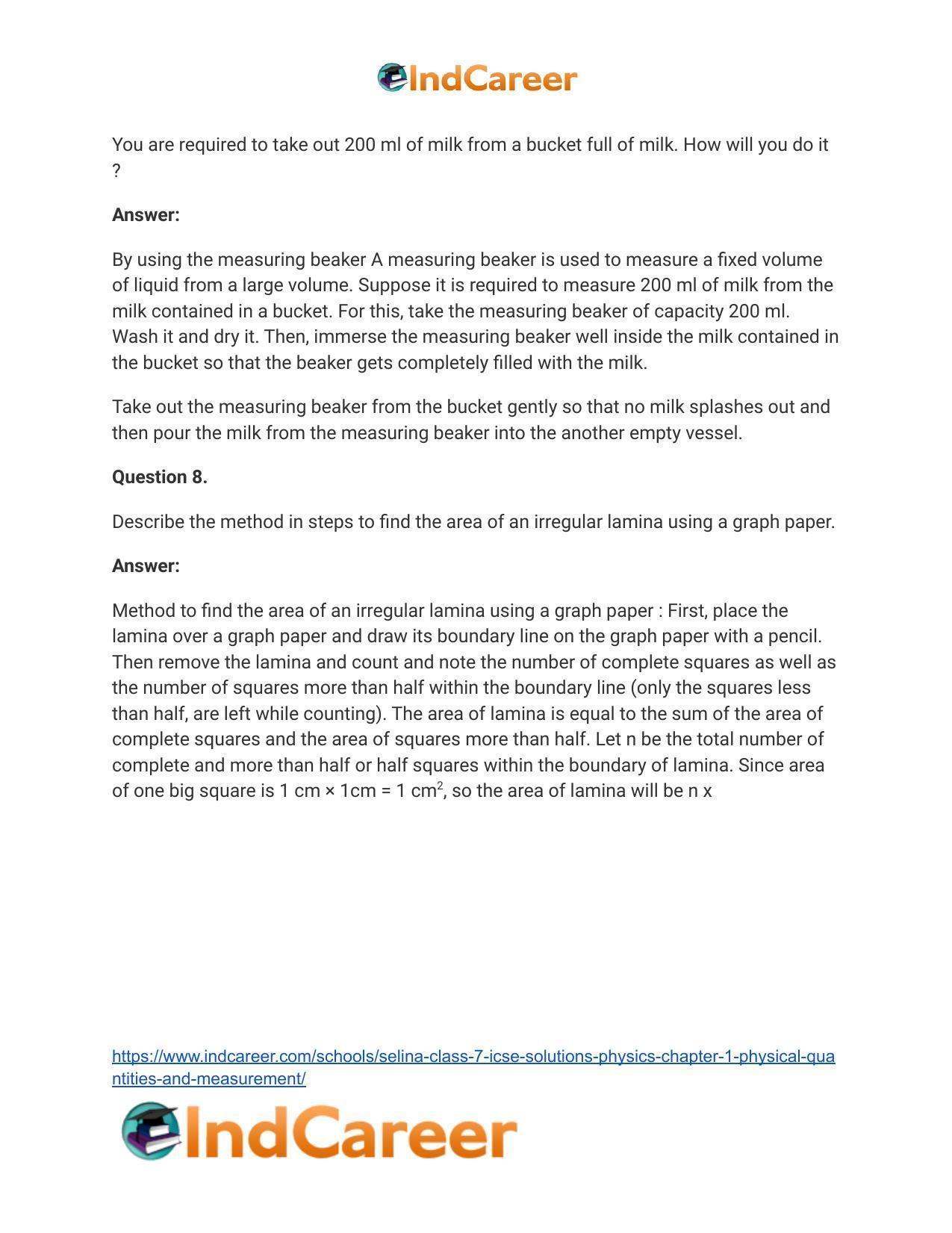 Selina Class 7 ICSE Solutions Physics : Chapter 1- Physical Quantities and Measurement - Page 11