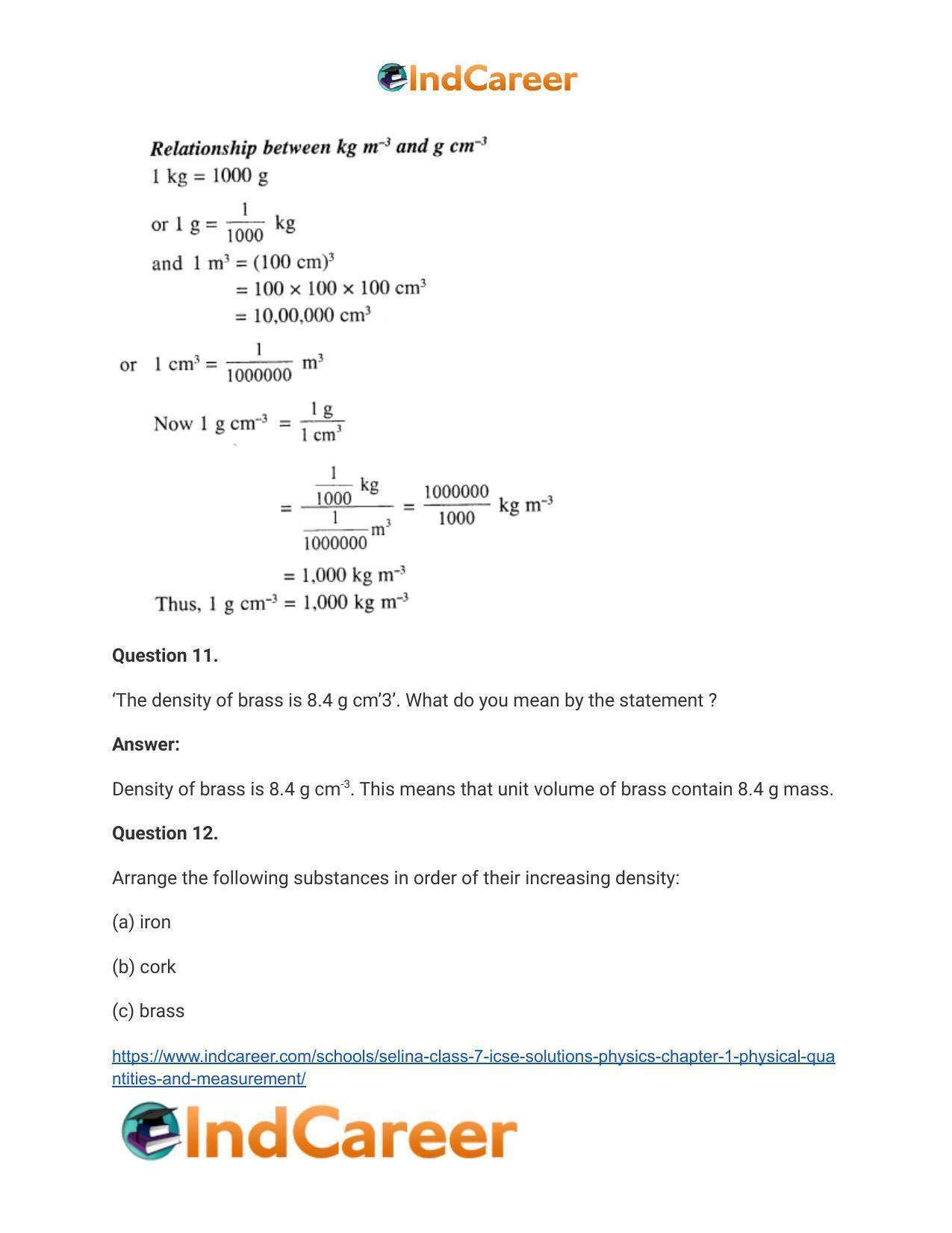 Selina Class 7 ICSE Solutions Physics : Chapter 1- Physical Quantities and Measurement - Page 13