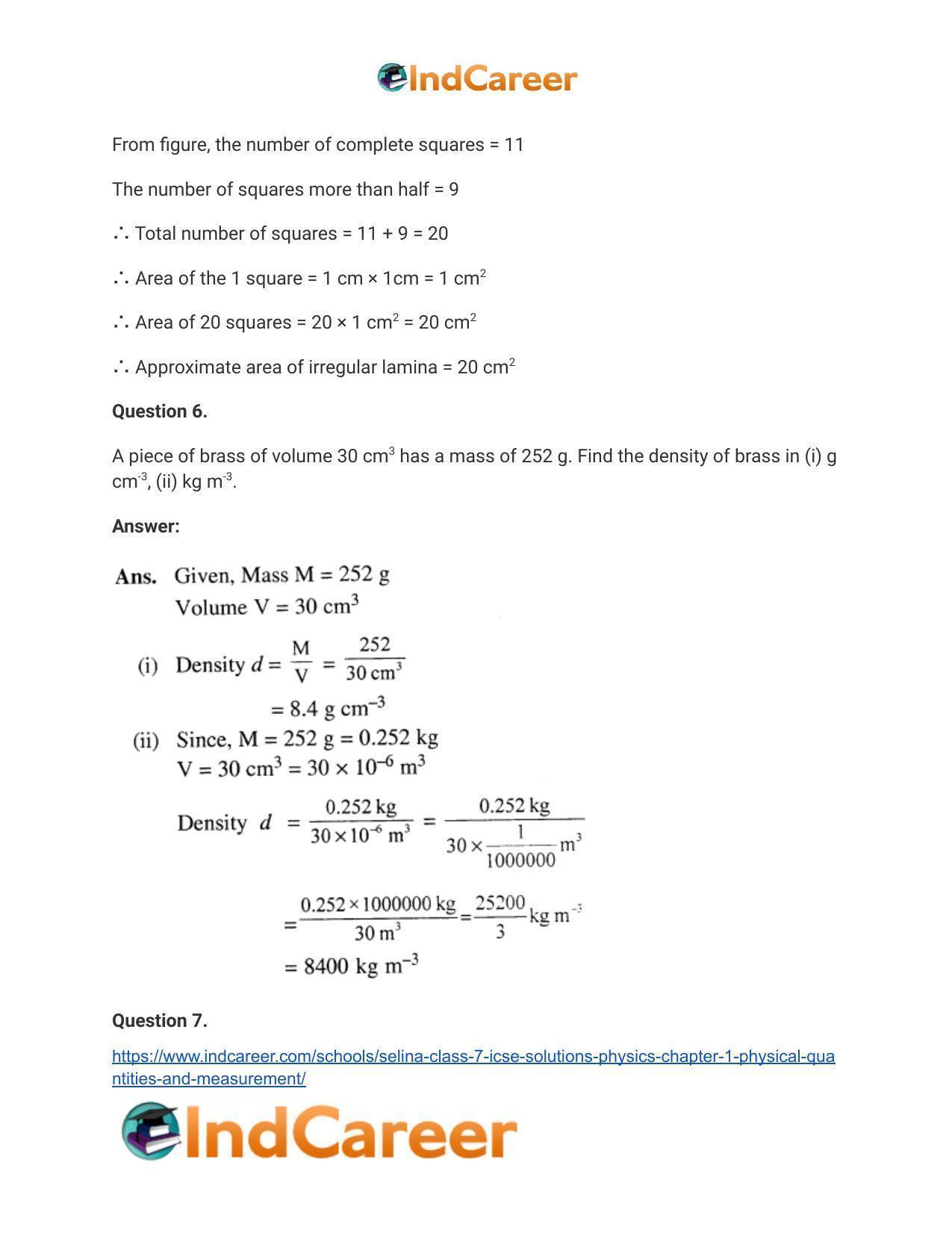 Selina Class 7 ICSE Solutions Physics : Chapter 1- Physical Quantities and Measurement - Page 18