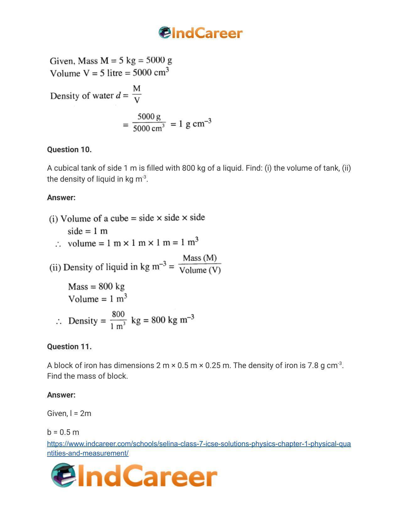 Selina Class 7 ICSE Solutions Physics : Chapter 1- Physical Quantities and Measurement - Page 20
