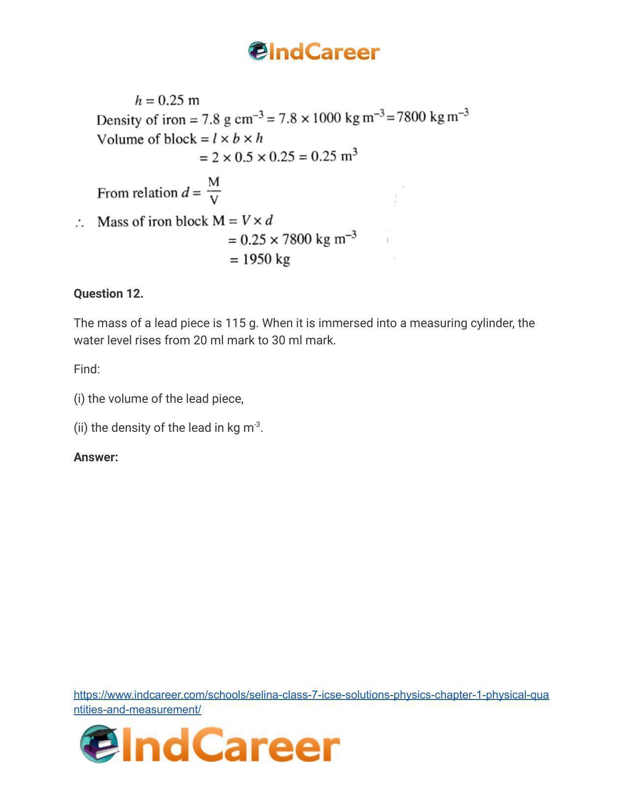 Selina Class 7 ICSE Solutions Physics : Chapter 1- Physical Quantities and Measurement - Page 21