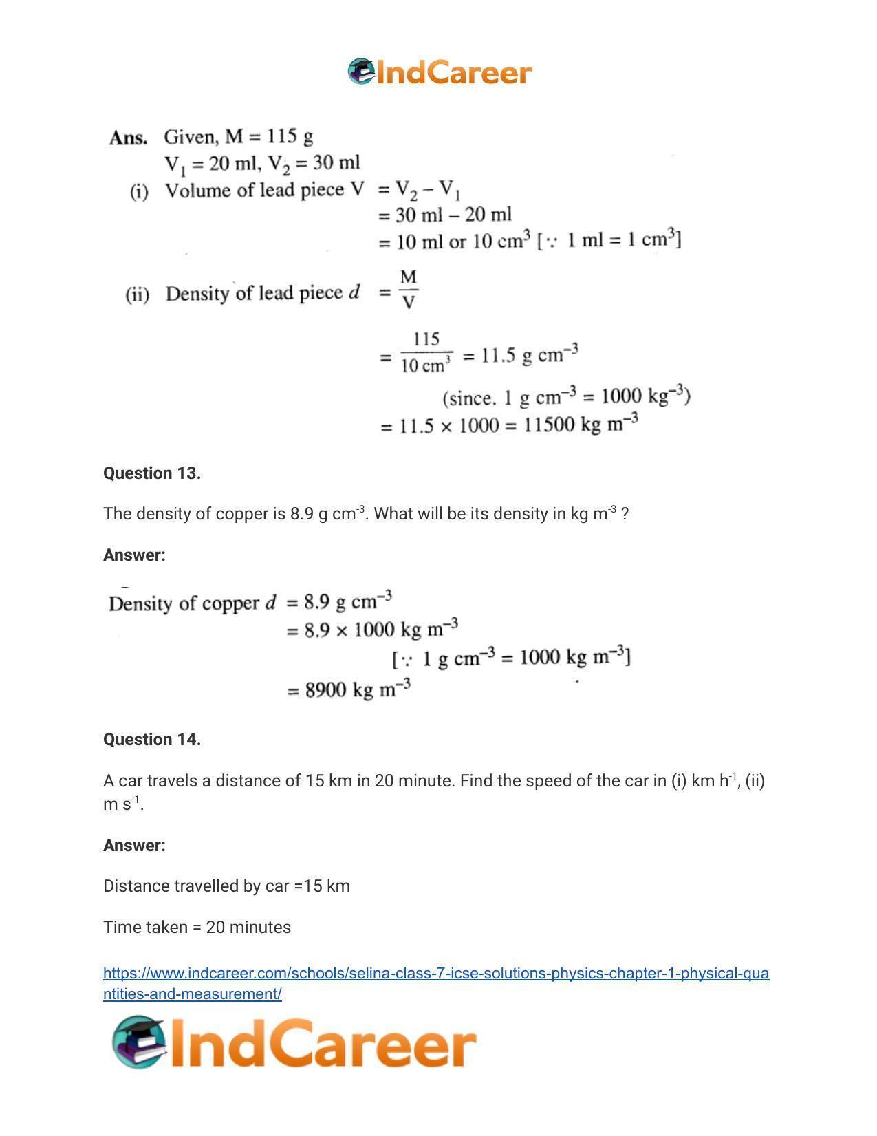 Selina Class 7 ICSE Solutions Physics : Chapter 1- Physical Quantities and Measurement - Page 22