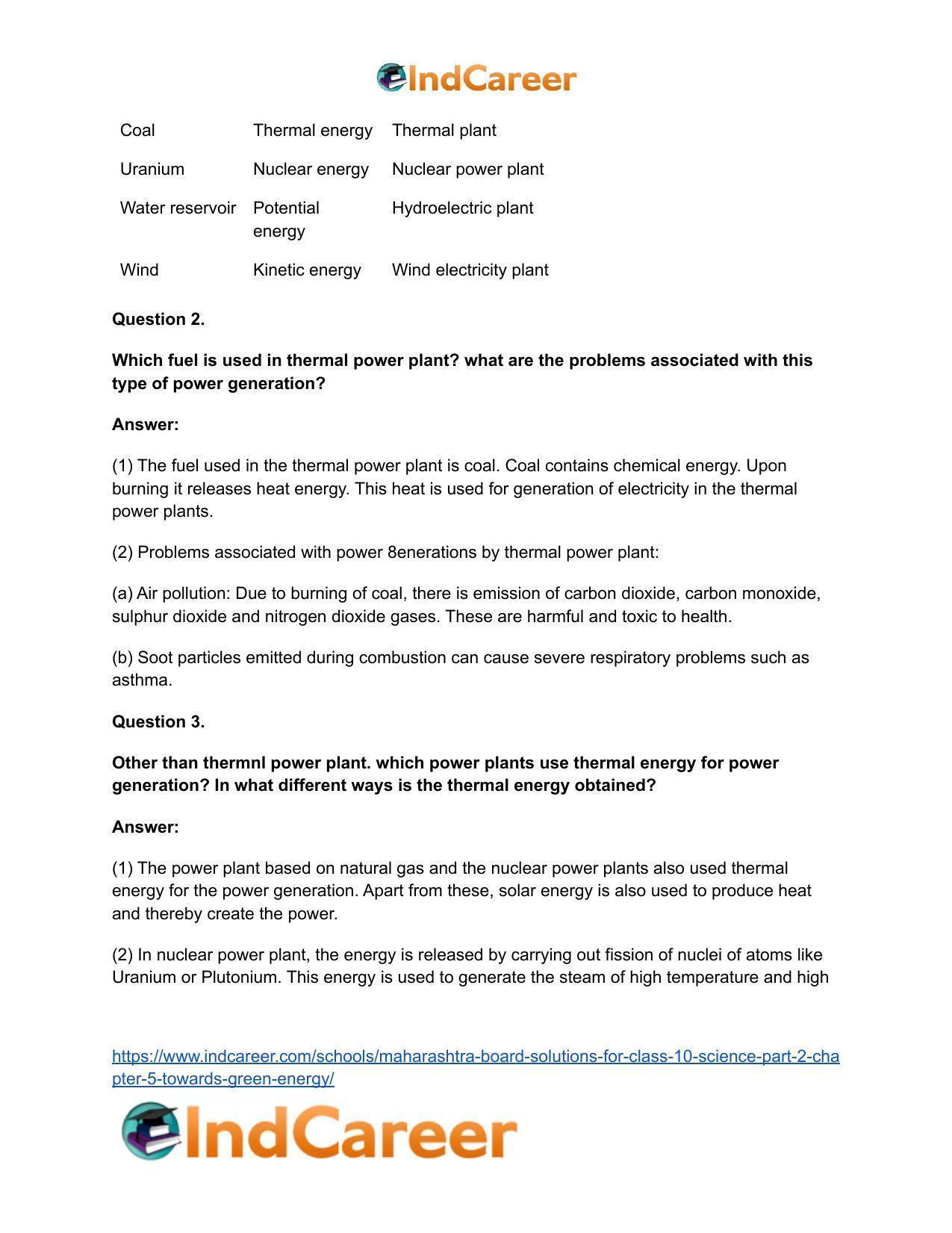 Maharashtra Board Solutions for Class 10- Science (Part 2): Chapter 5- Towards Green Energy - Page 3