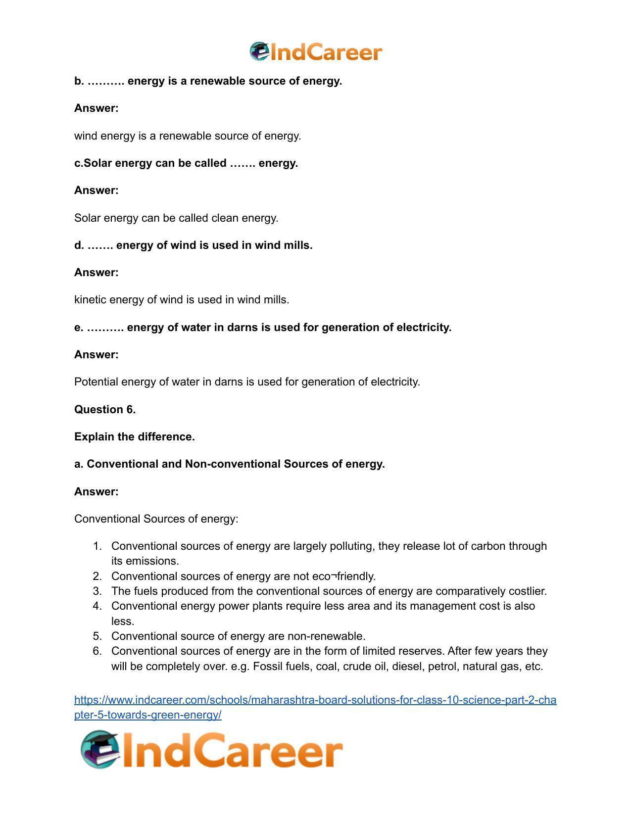 Maharashtra Board Solutions for Class 10- Science (Part 2): Chapter 5- Towards Green Energy - Page 5