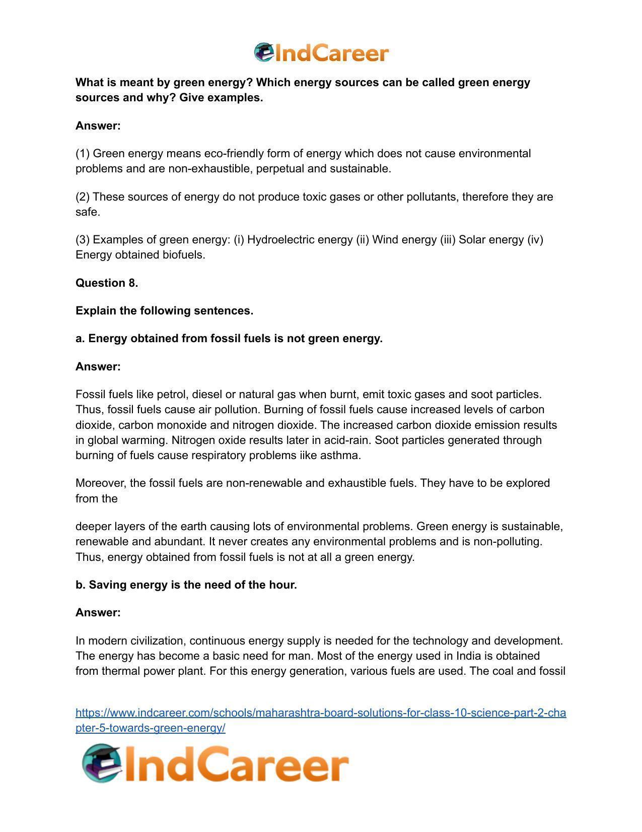 Maharashtra Board Solutions for Class 10- Science (Part 2): Chapter 5- Towards Green Energy - Page 7