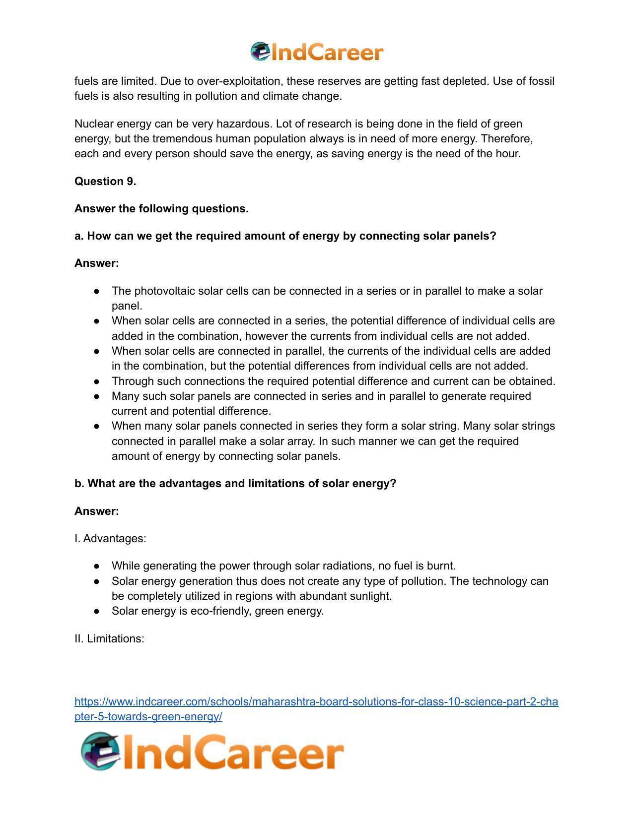 Maharashtra Board Solutions for Class 10- Science (Part 2): Chapter 5- Towards Green Energy - Page 8