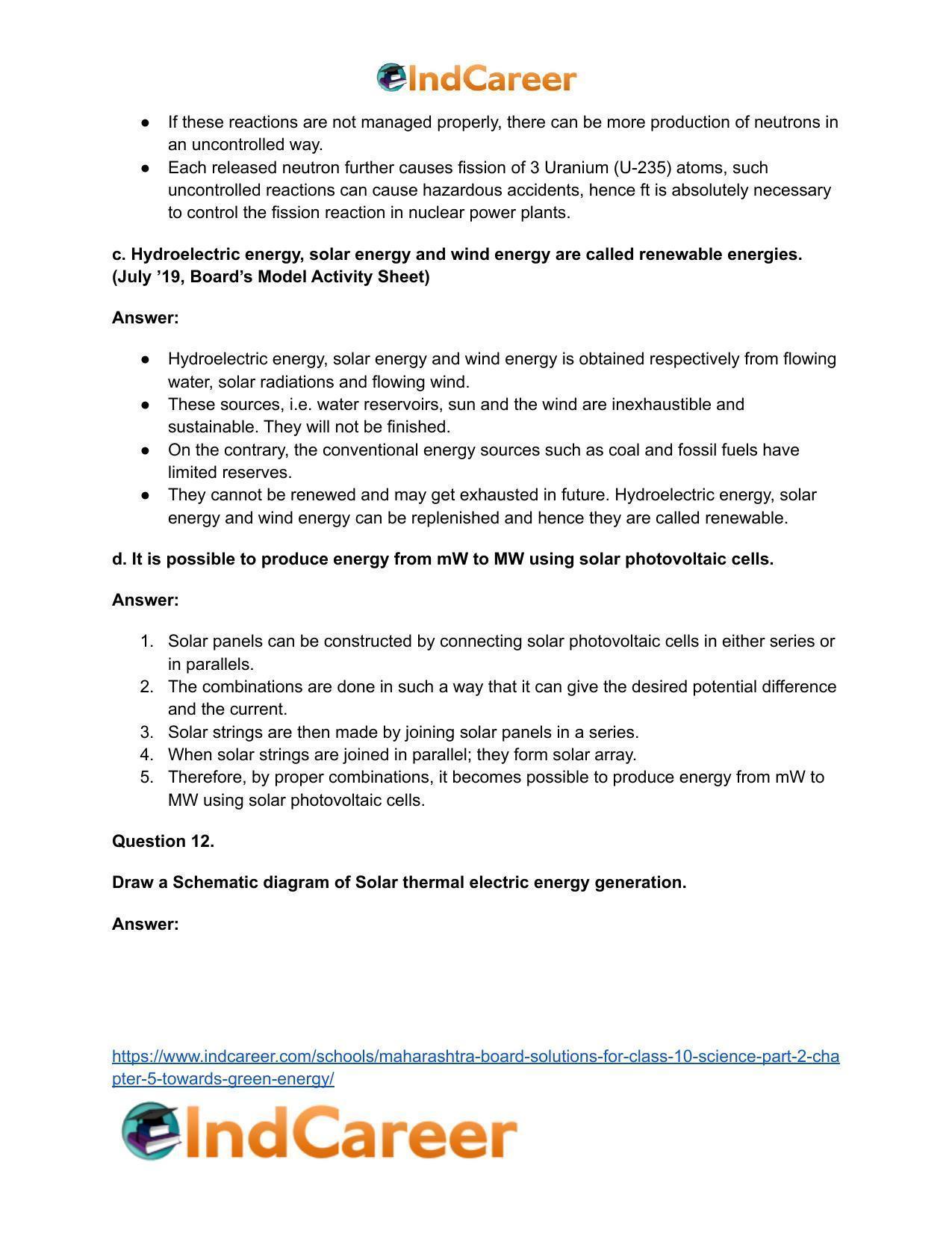 Maharashtra Board Solutions for Class 10- Science (Part 2): Chapter 5- Towards Green Energy - Page 12