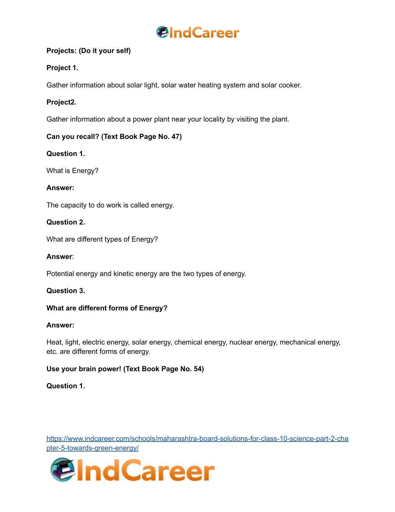 Maharashtra Board Solutions for Class 10- Science (Part 2): Chapter 5- Towards Green Energy - Page 16