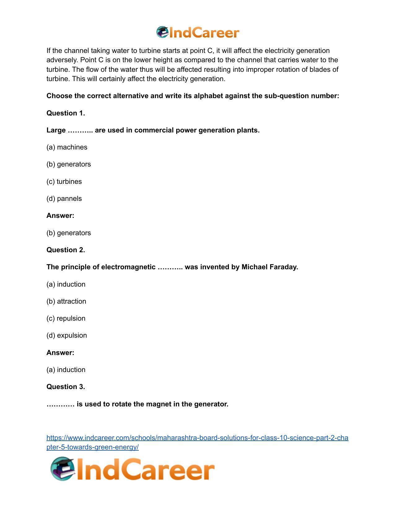 Maharashtra Board Solutions for Class 10- Science (Part 2): Chapter 5- Towards Green Energy - Page 18