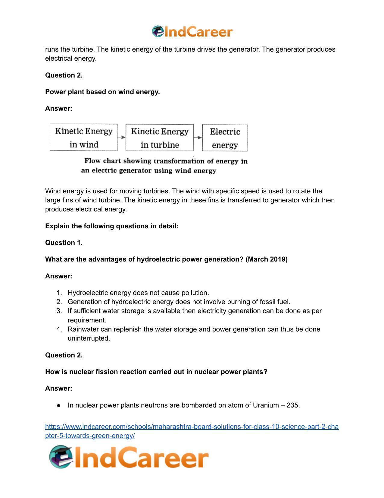 Maharashtra Board Solutions for Class 10- Science (Part 2): Chapter 5- Towards Green Energy - Page 29