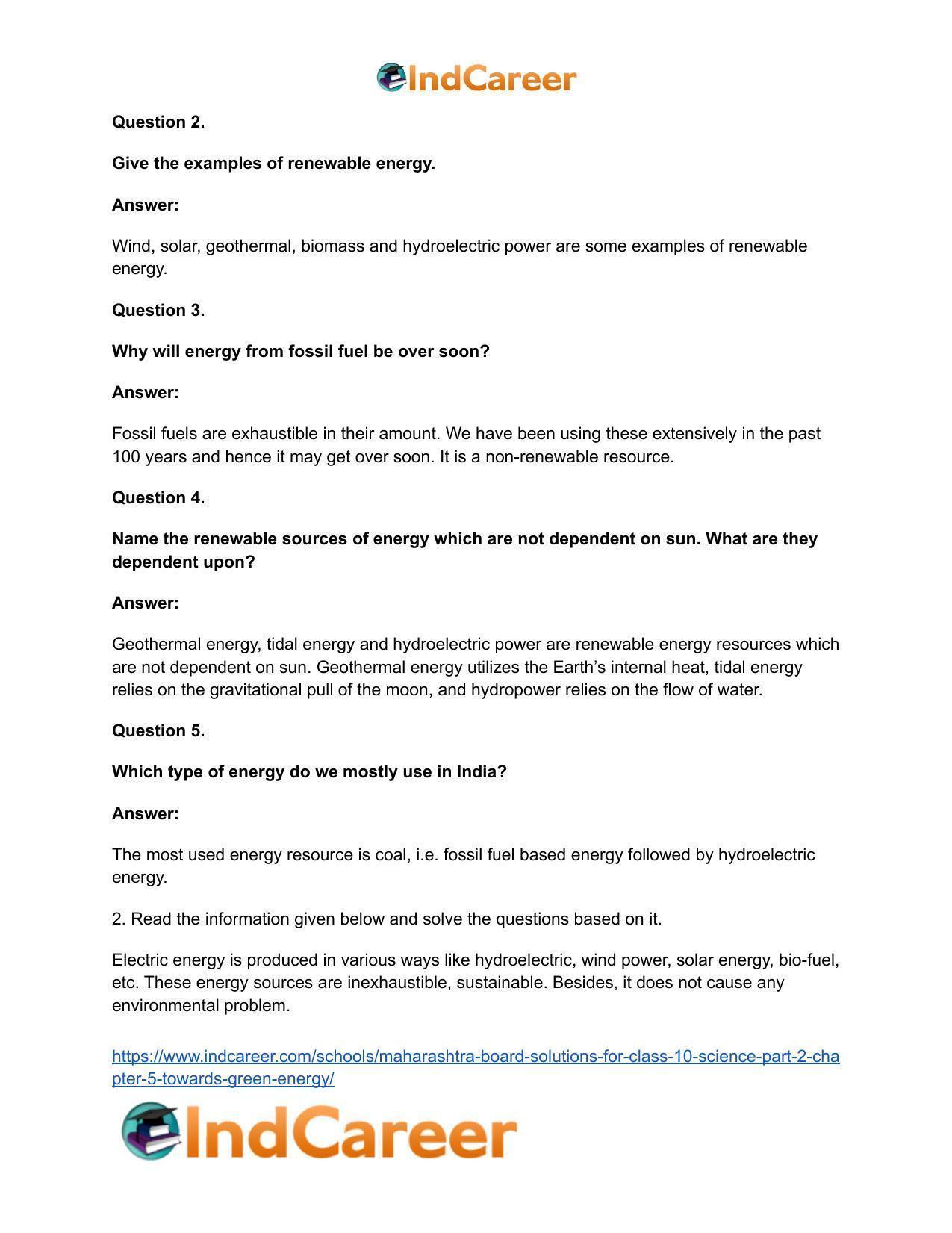 Maharashtra Board Solutions for Class 10- Science (Part 2): Chapter 5- Towards Green Energy - Page 32