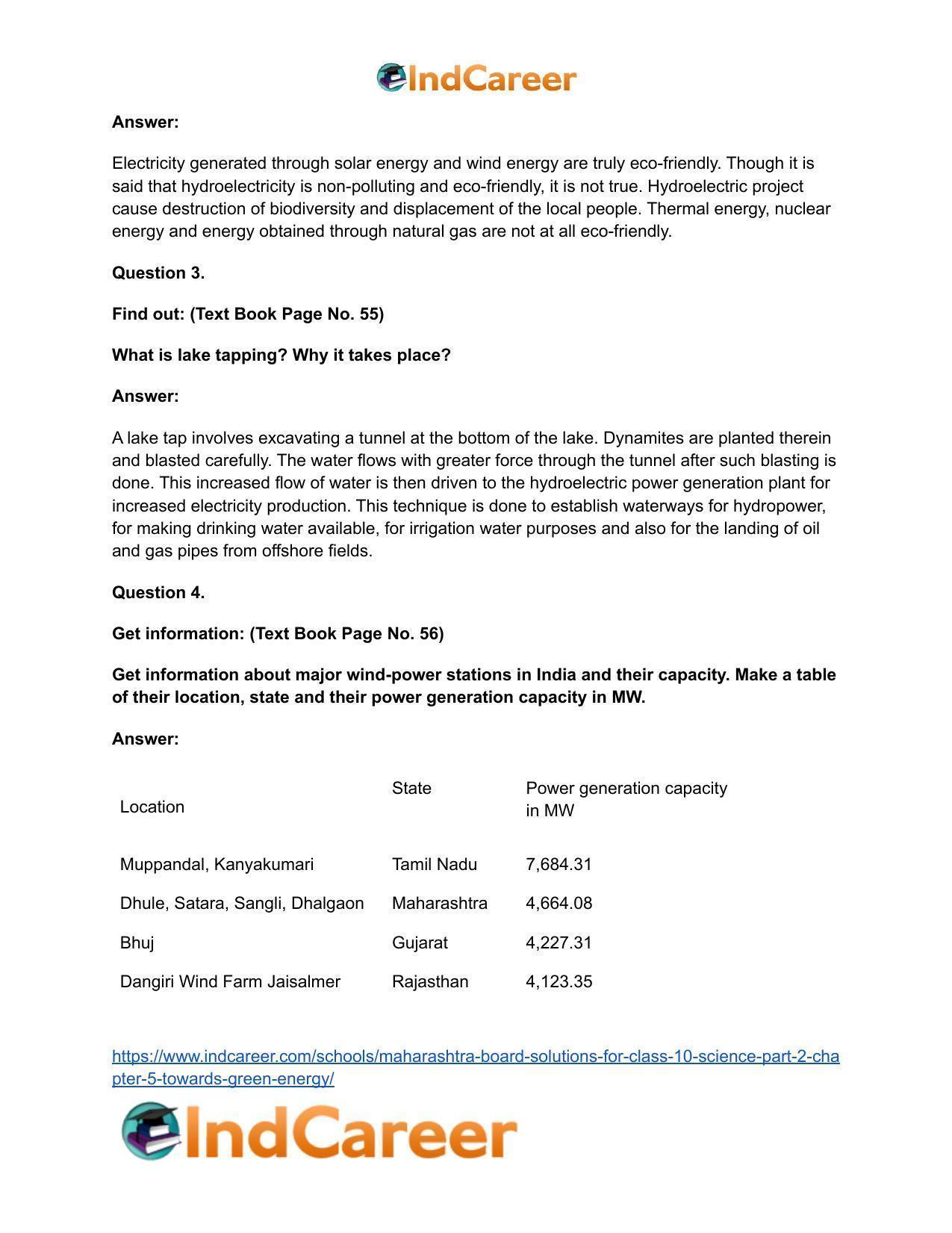 Maharashtra Board Solutions for Class 10- Science (Part 2): Chapter 5- Towards Green Energy - Page 47