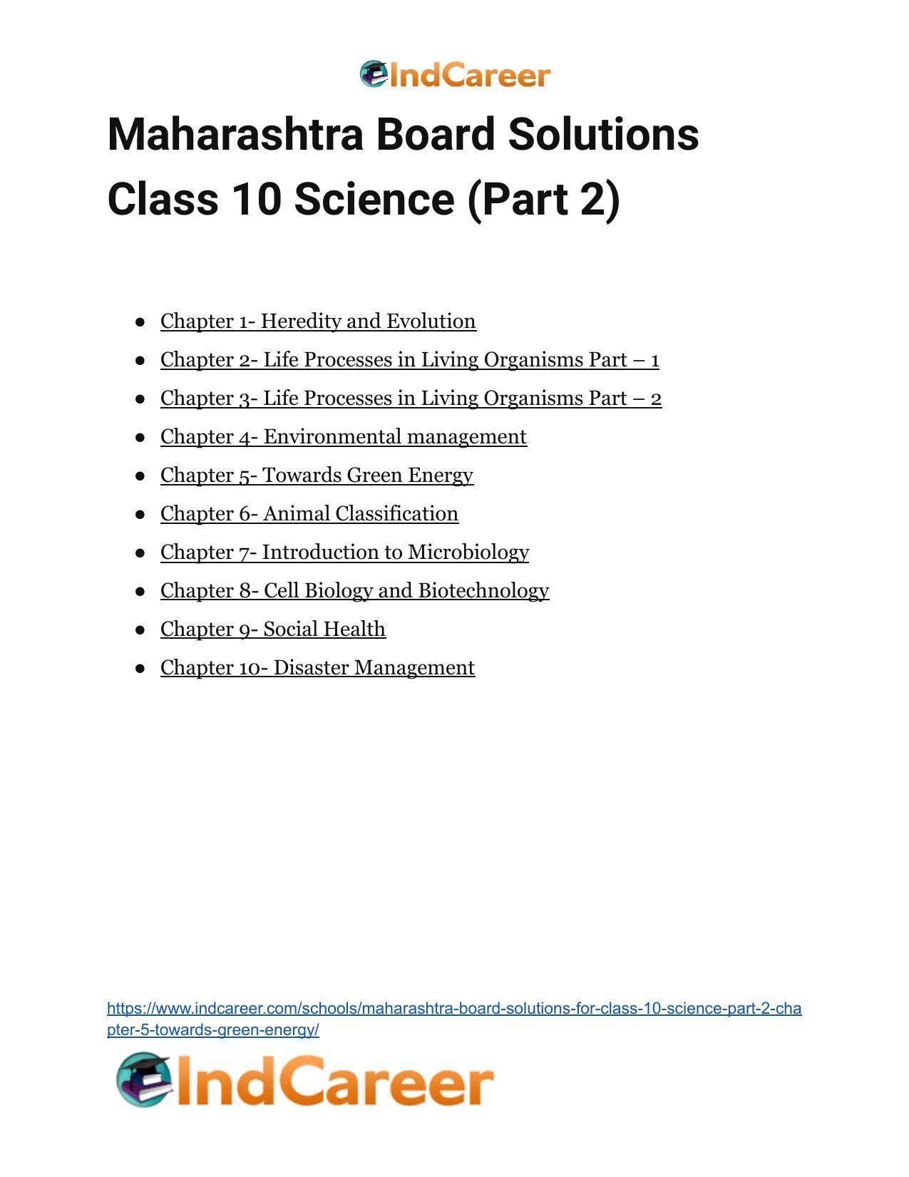 Maharashtra Board Solutions for Class 10- Science (Part 2): Chapter 5- Towards Green Energy - Page 51