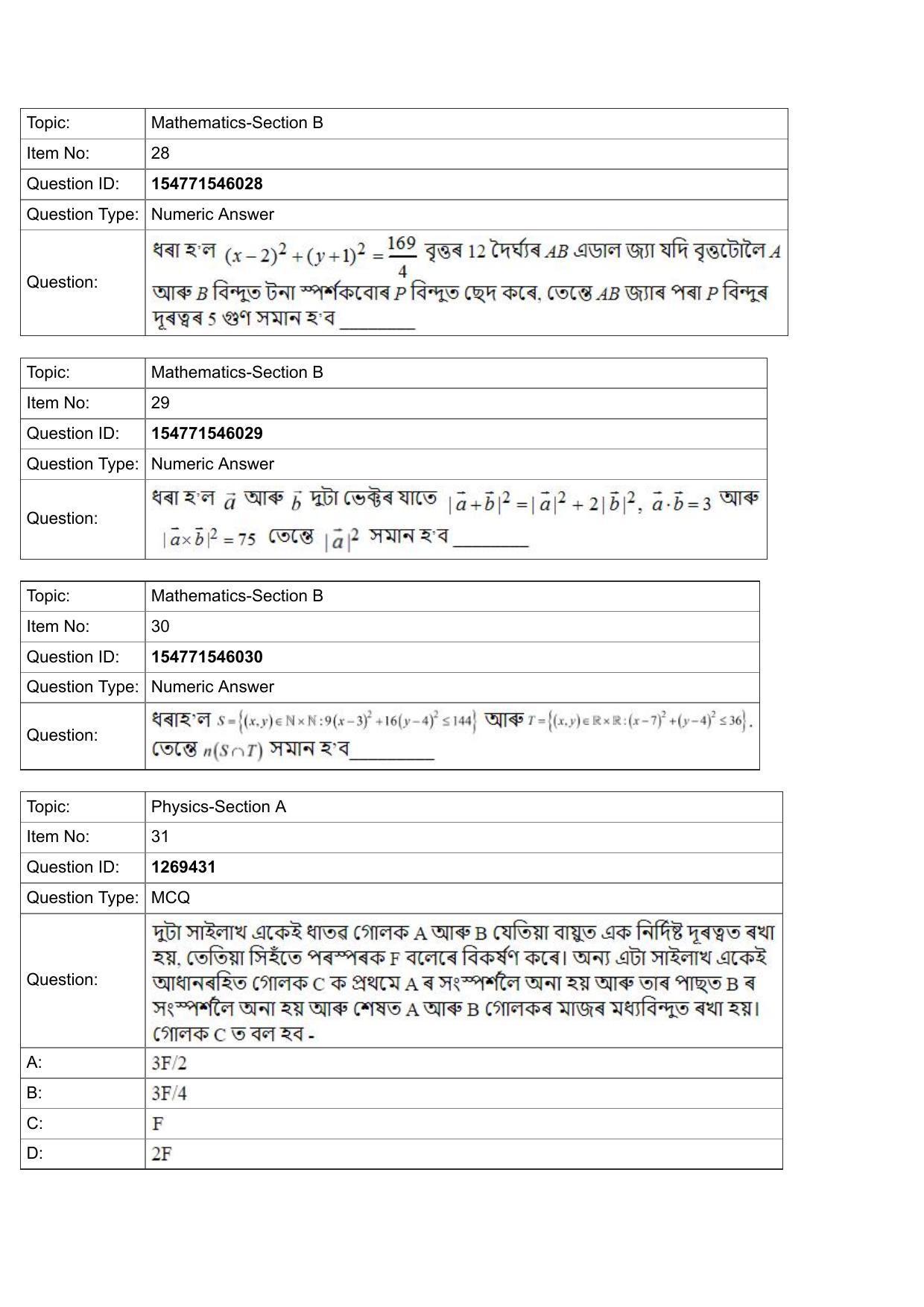 JEE Mains 2022: BTech Assamese (Shift 2) 29-07-2022 Question Paper - Page 10