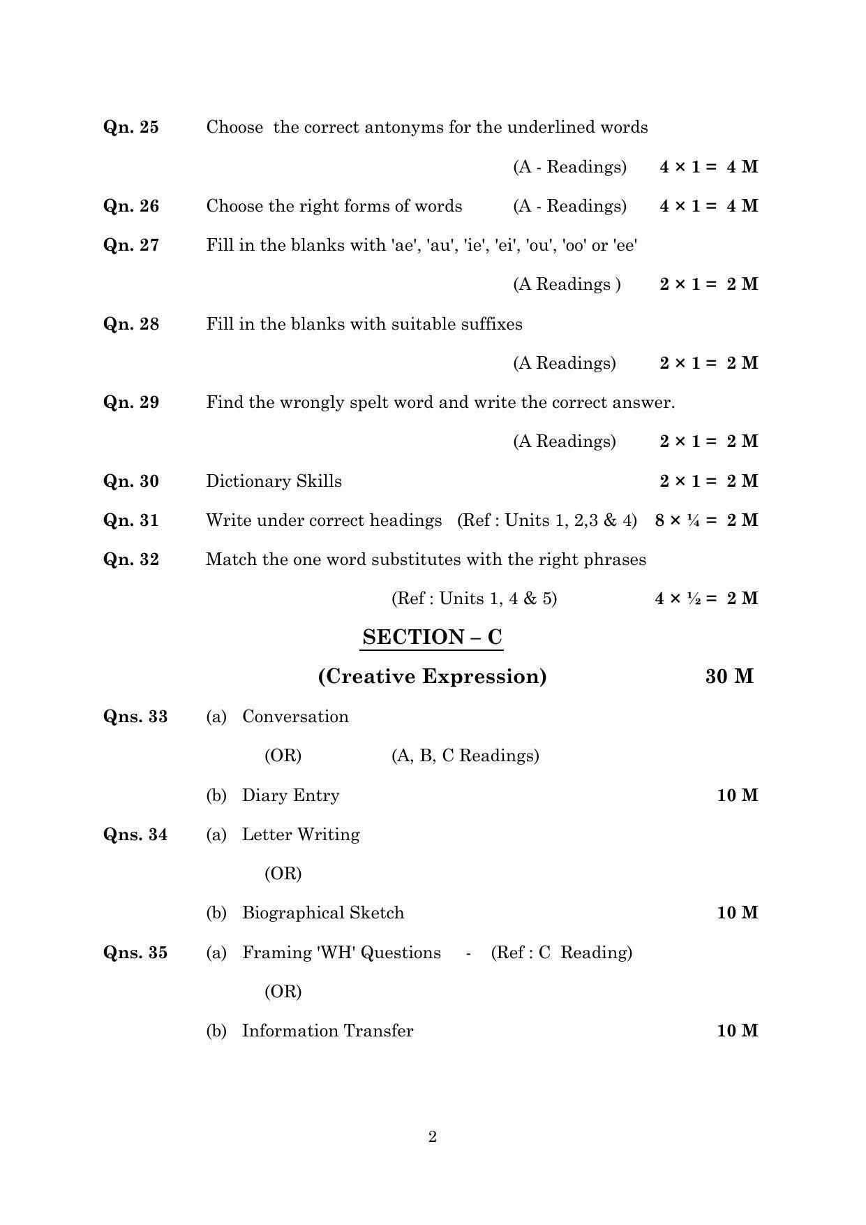 3RD LANGUAGE PAPER - I & II (ENGLISH - MEDIUM) 2024 Model Paper - Page 10