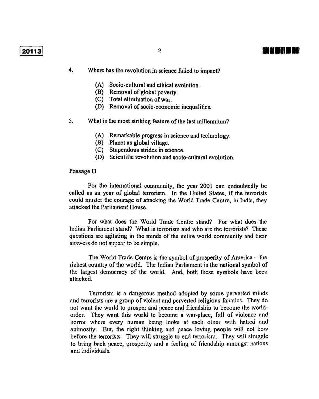 CUSAT CAT 2013 BBA & LLB(Hons) Question Paper - Page 3