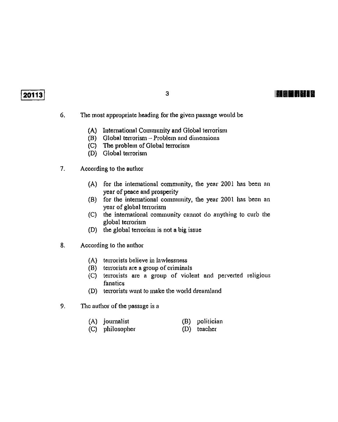 CUSAT CAT 2013 BBA & LLB(Hons) Question Paper - Page 4