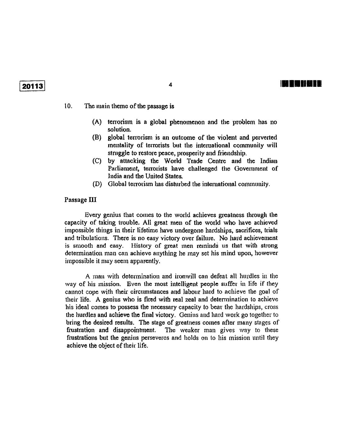 CUSAT CAT 2013 BBA & LLB(Hons) Question Paper - Page 5