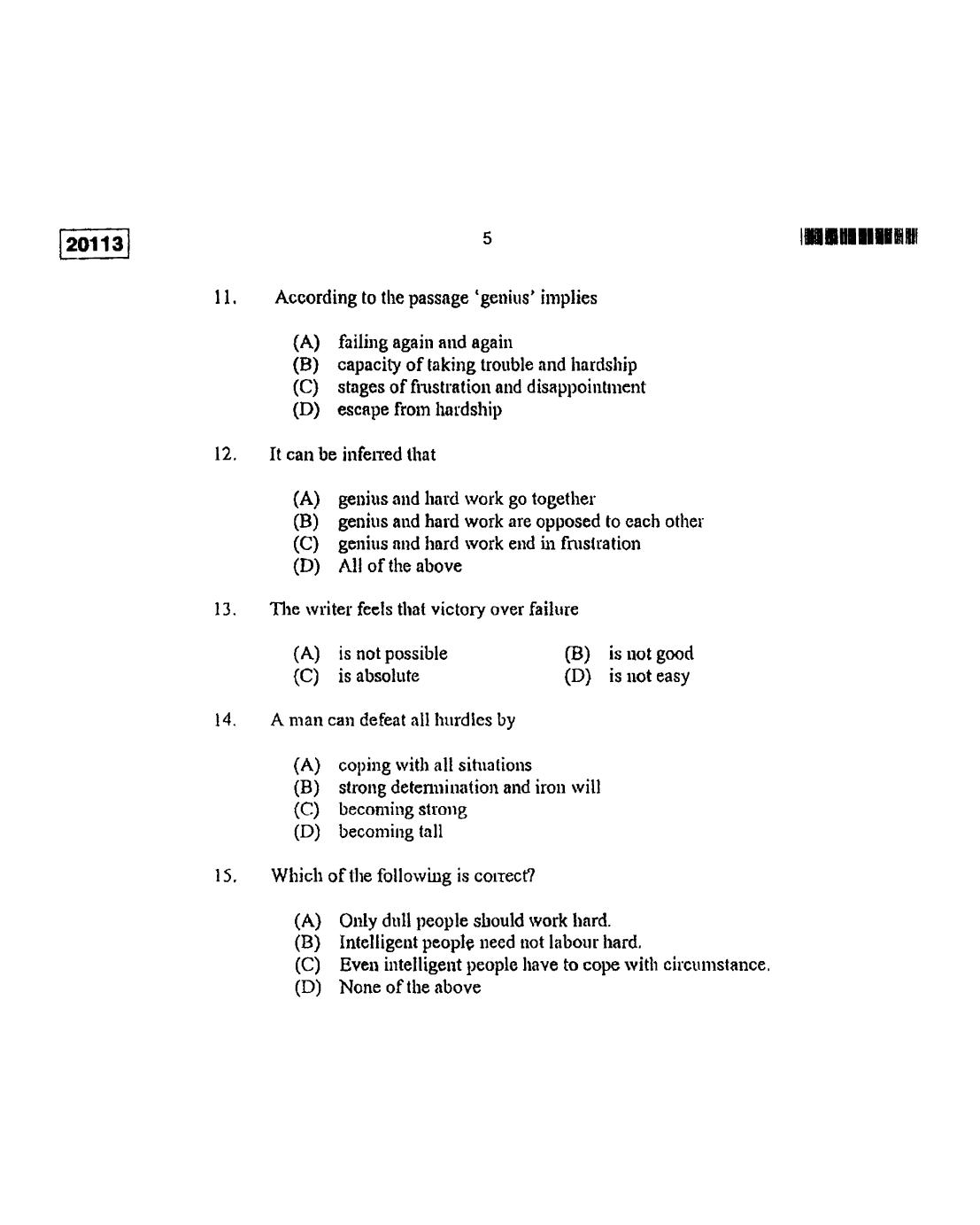 CUSAT CAT 2013 BBA & LLB(Hons) Question Paper - Page 6