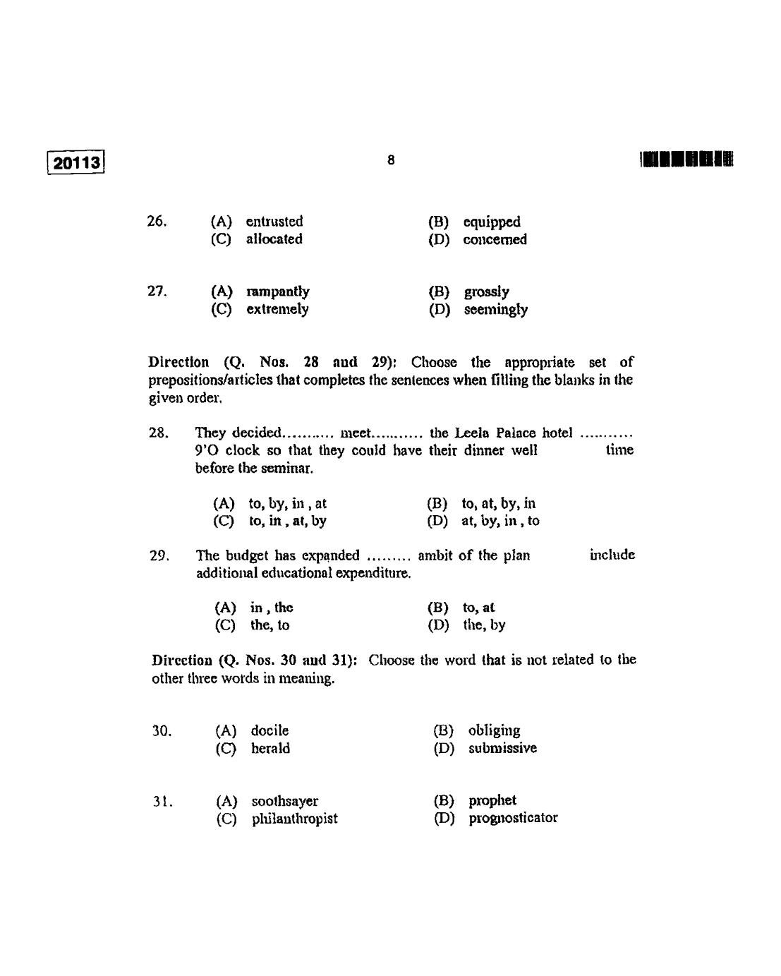CUSAT CAT 2013 BBA & LLB(Hons) Question Paper - Page 9