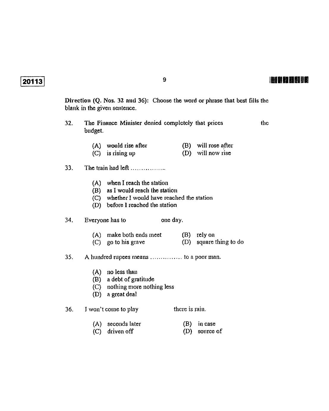 CUSAT CAT 2013 BBA & LLB(Hons) Question Paper - Page 10