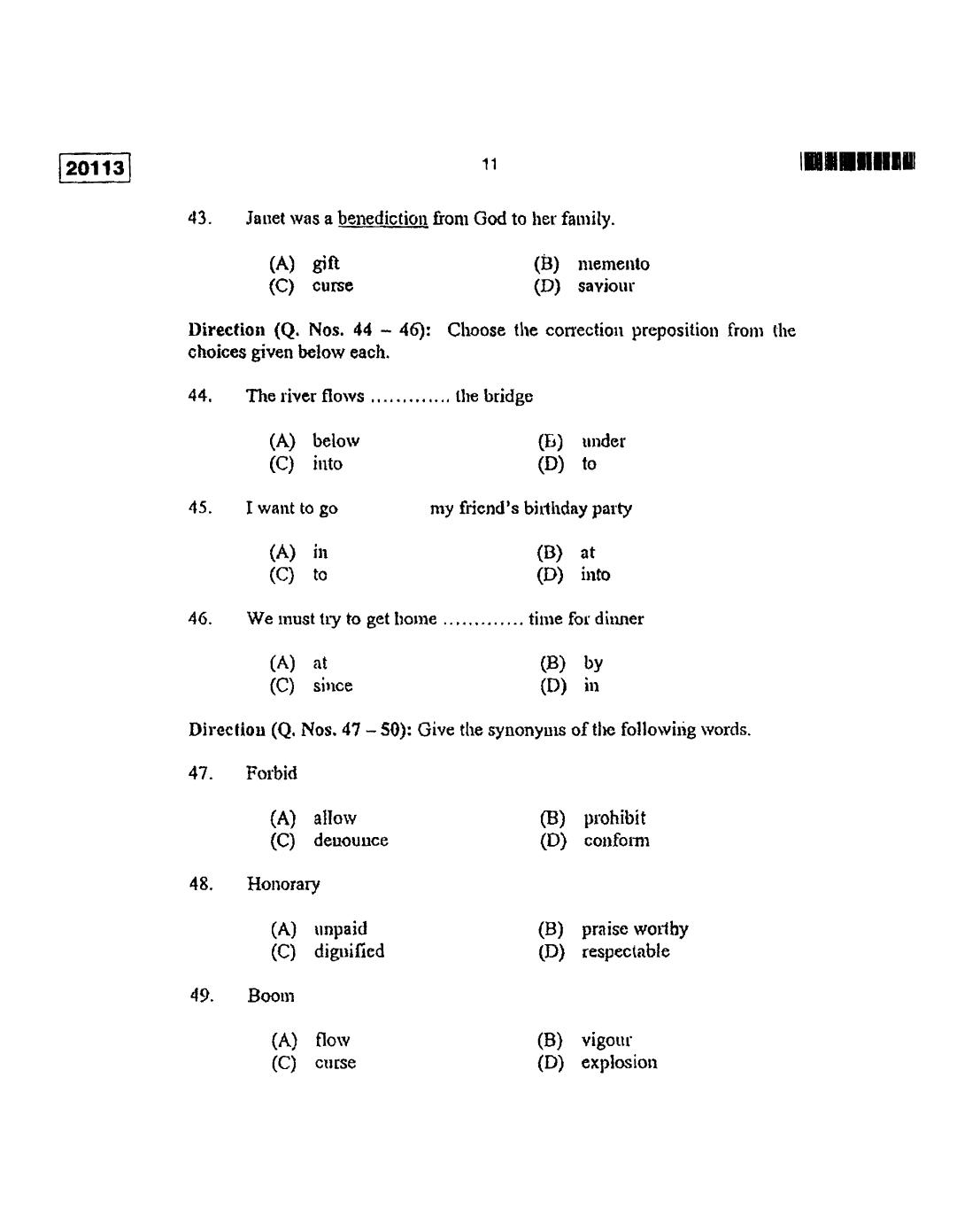 CUSAT CAT 2013 BBA & LLB(Hons) Question Paper - Page 12