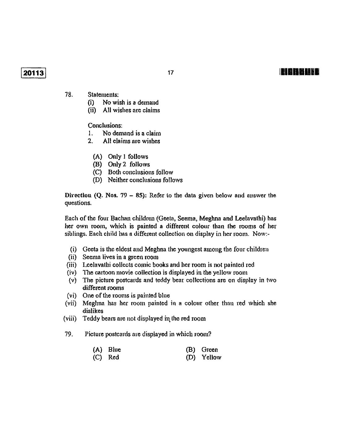 CUSAT CAT 2013 BBA & LLB(Hons) Question Paper - Page 18