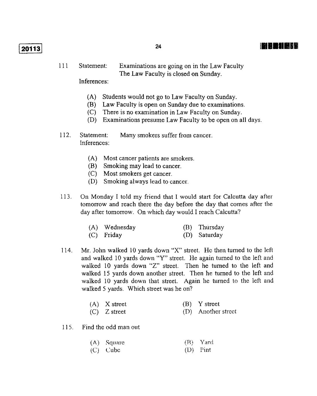 CUSAT CAT 2013 BBA & LLB(Hons) Question Paper - Page 25