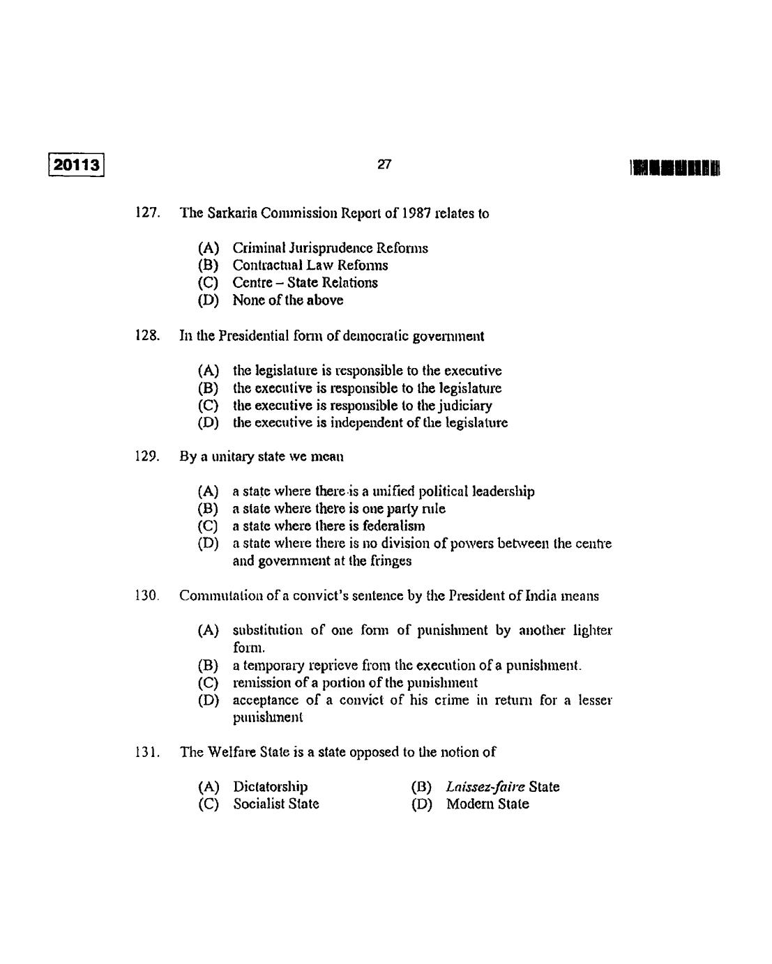 CUSAT CAT 2013 BBA & LLB(Hons) Question Paper - Page 28