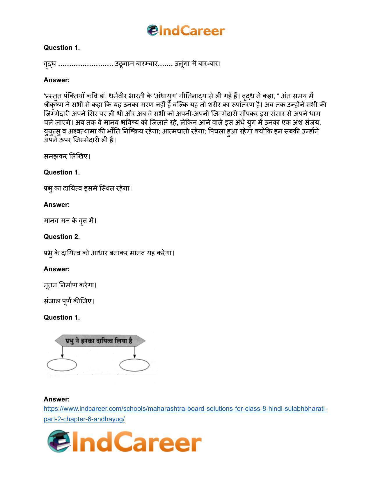 Maharashtra Board Solutions for Class 8- Hindi Sulabhbharati (Part 2): Chapter 6- अंधायुग - Page 12