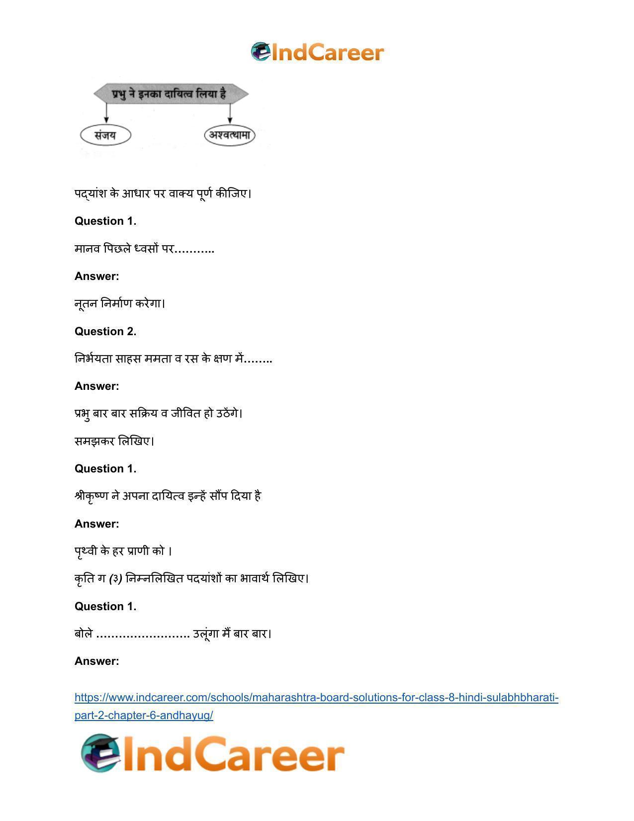 Maharashtra Board Solutions for Class 8- Hindi Sulabhbharati (Part 2): Chapter 6- अंधायुग - Page 13