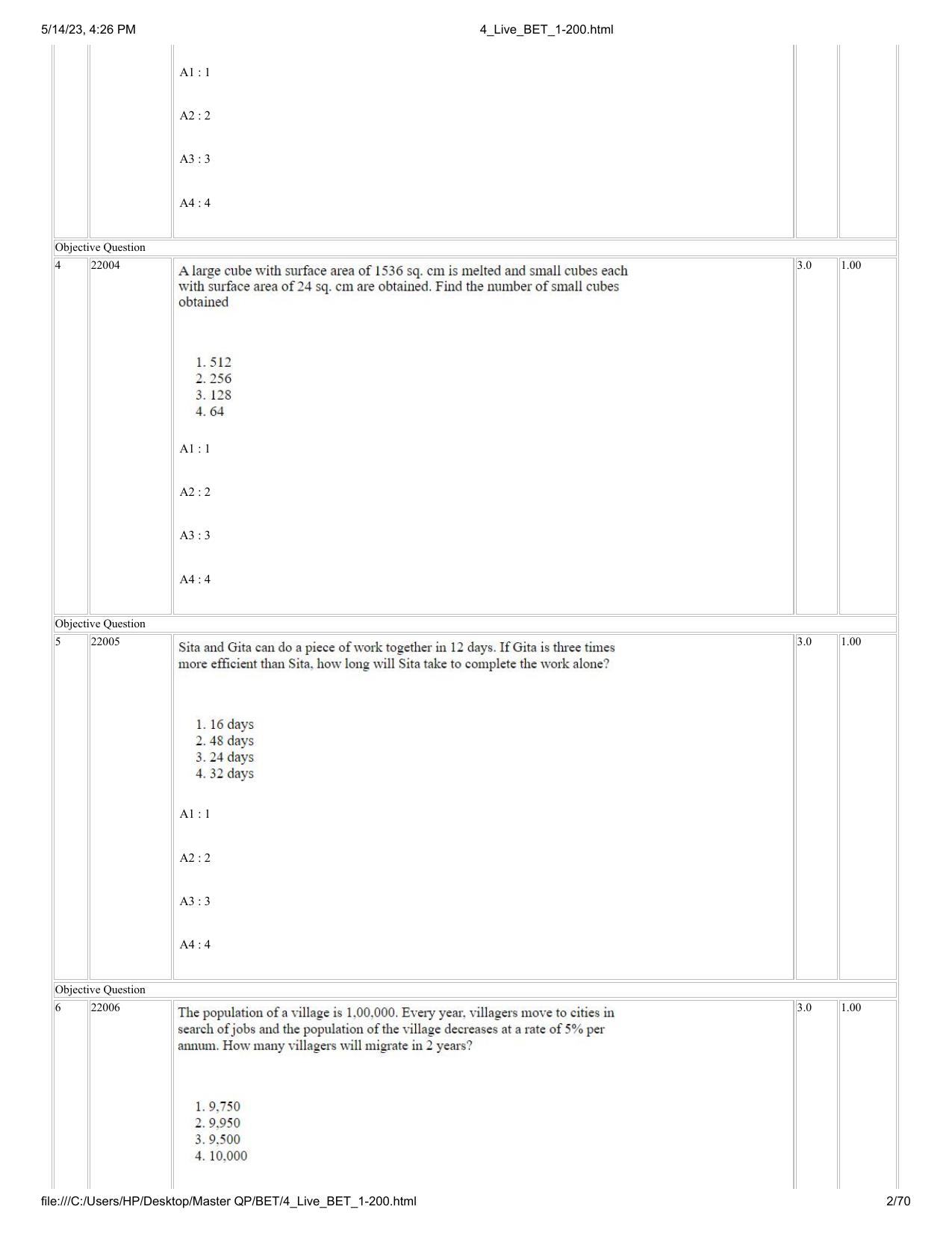 BET 2023 Question Paper - Page 2