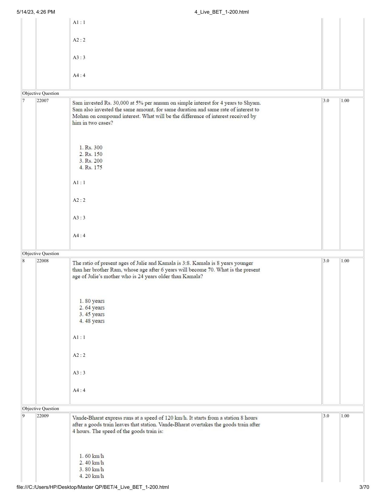 BET 2023 Question Paper - Page 3