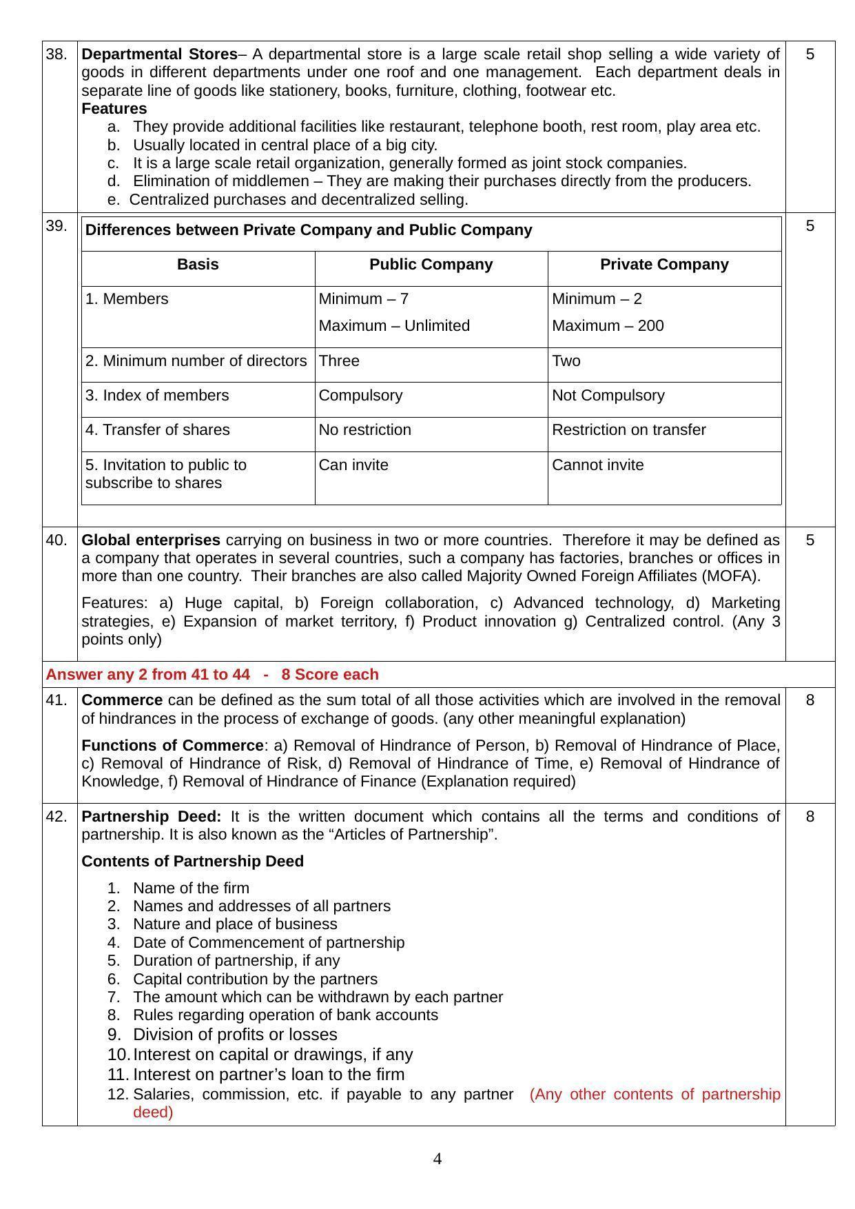 Kerala Plus One 2021 Business Studies Answer Key (Annual) - Page 4