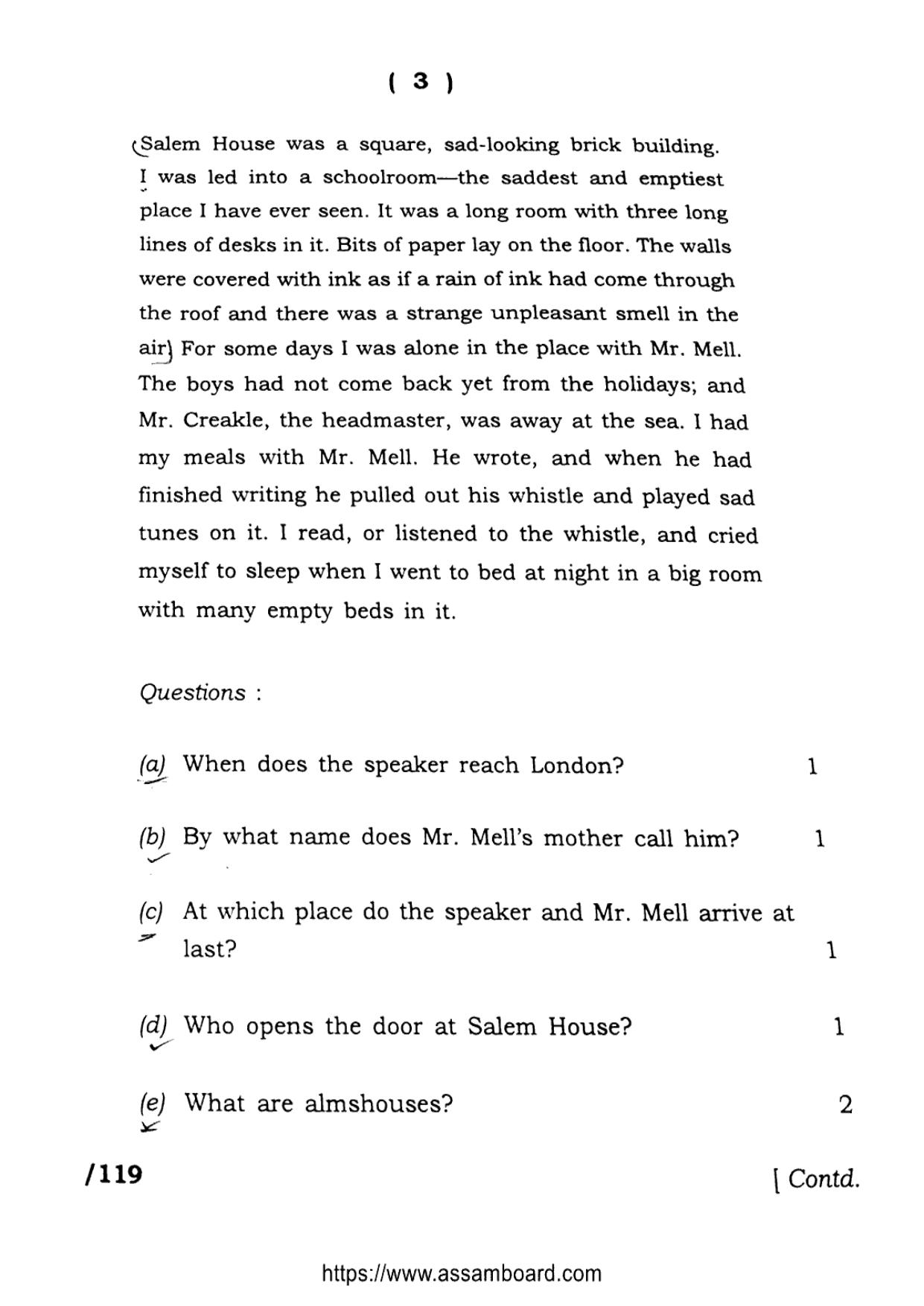 AHSEC Class 11 English 2023 Question Paper - Page 3