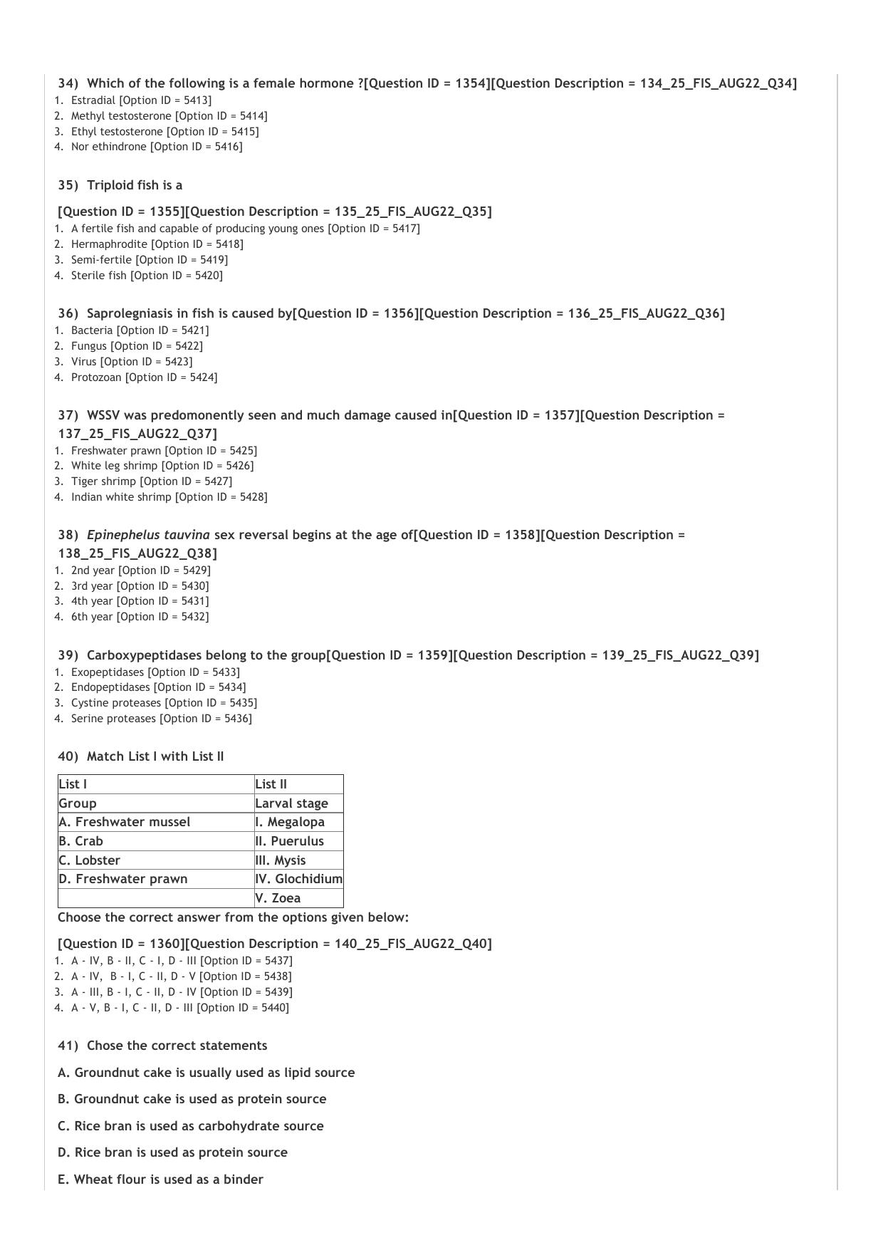 ICAR AIEEA PG 2022 FISHERIES SCIENCE Question Paper - Page 7