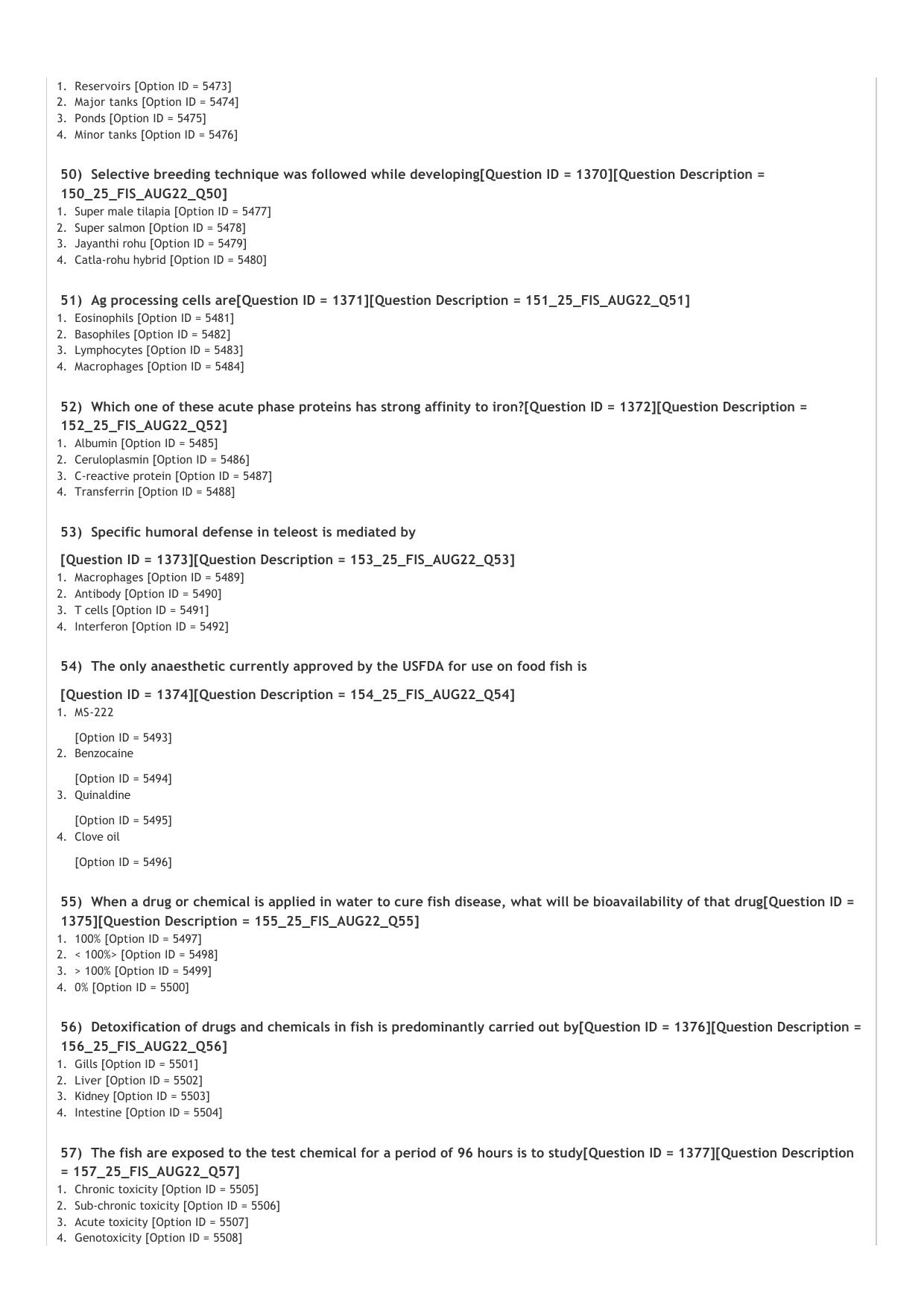 ICAR AIEEA PG 2022 FISHERIES SCIENCE Question Paper - Page 9