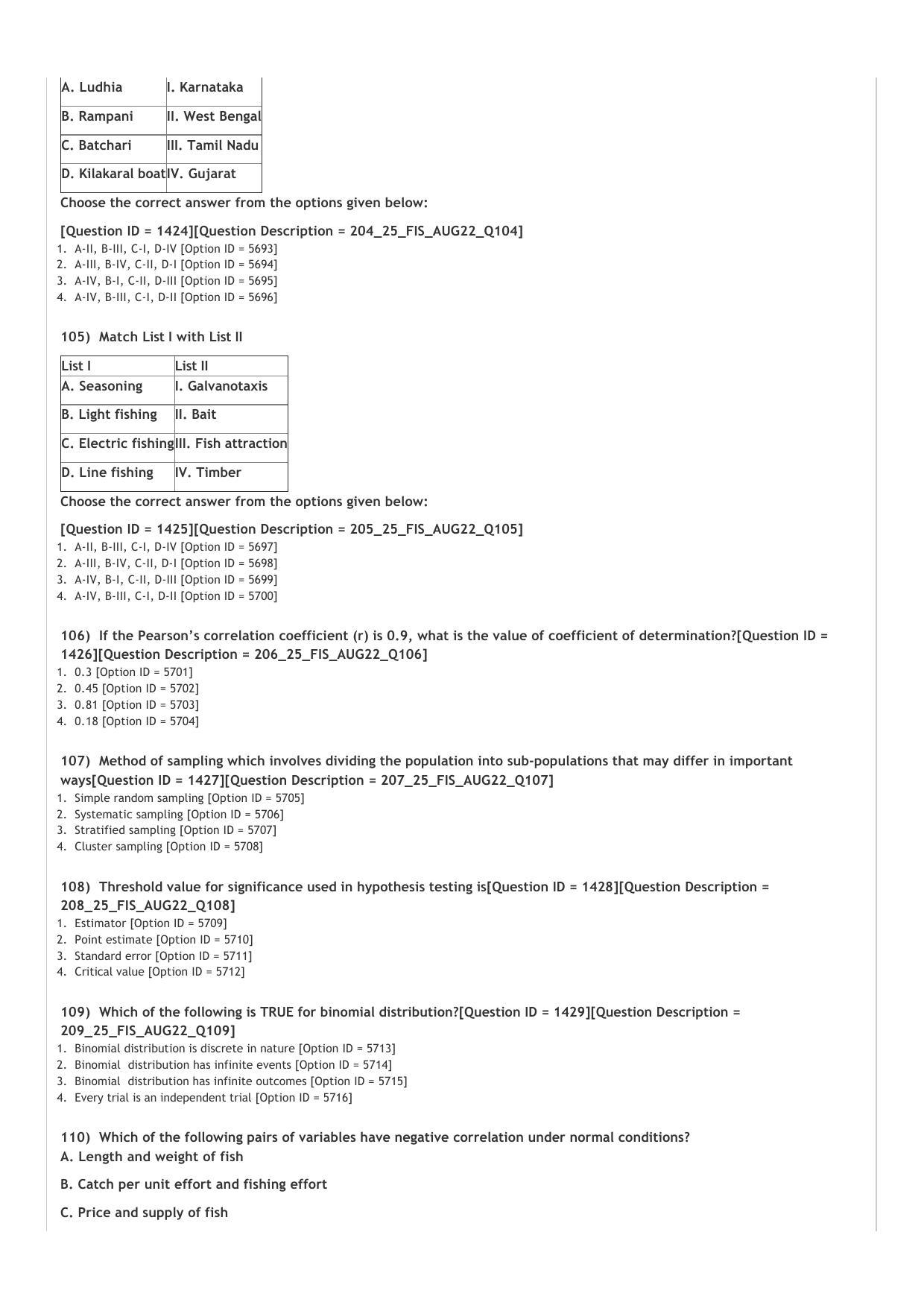 ICAR AIEEA PG 2022 FISHERIES SCIENCE Question Paper - Page 16