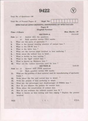 AP Inter 2nd Yea OT-II-9422 March-2019-Vocational Question Paper
