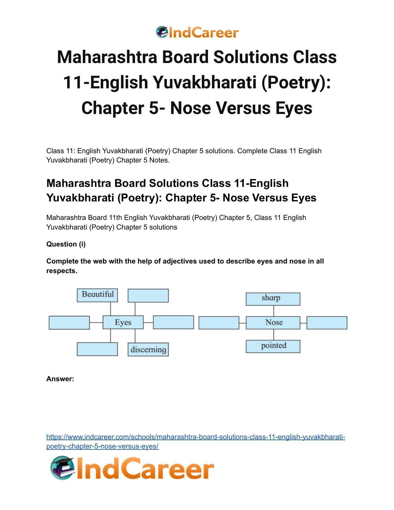 Maharashtra Board Solutions Class 11-English Yuvakbharati (Poetry): Chapter 5- Nose Versus Eyes - Page 2