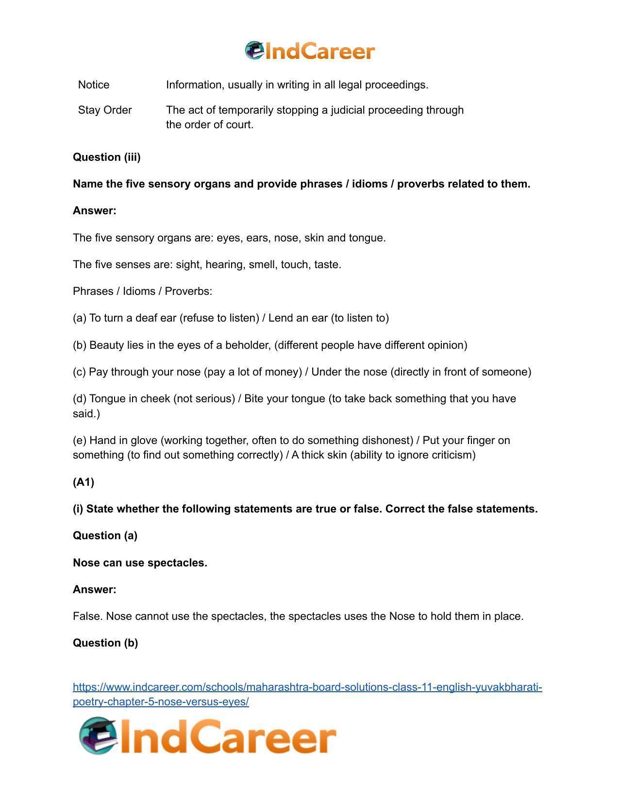 Maharashtra Board Solutions Class 11-English Yuvakbharati (Poetry): Chapter 5- Nose Versus Eyes - Page 4