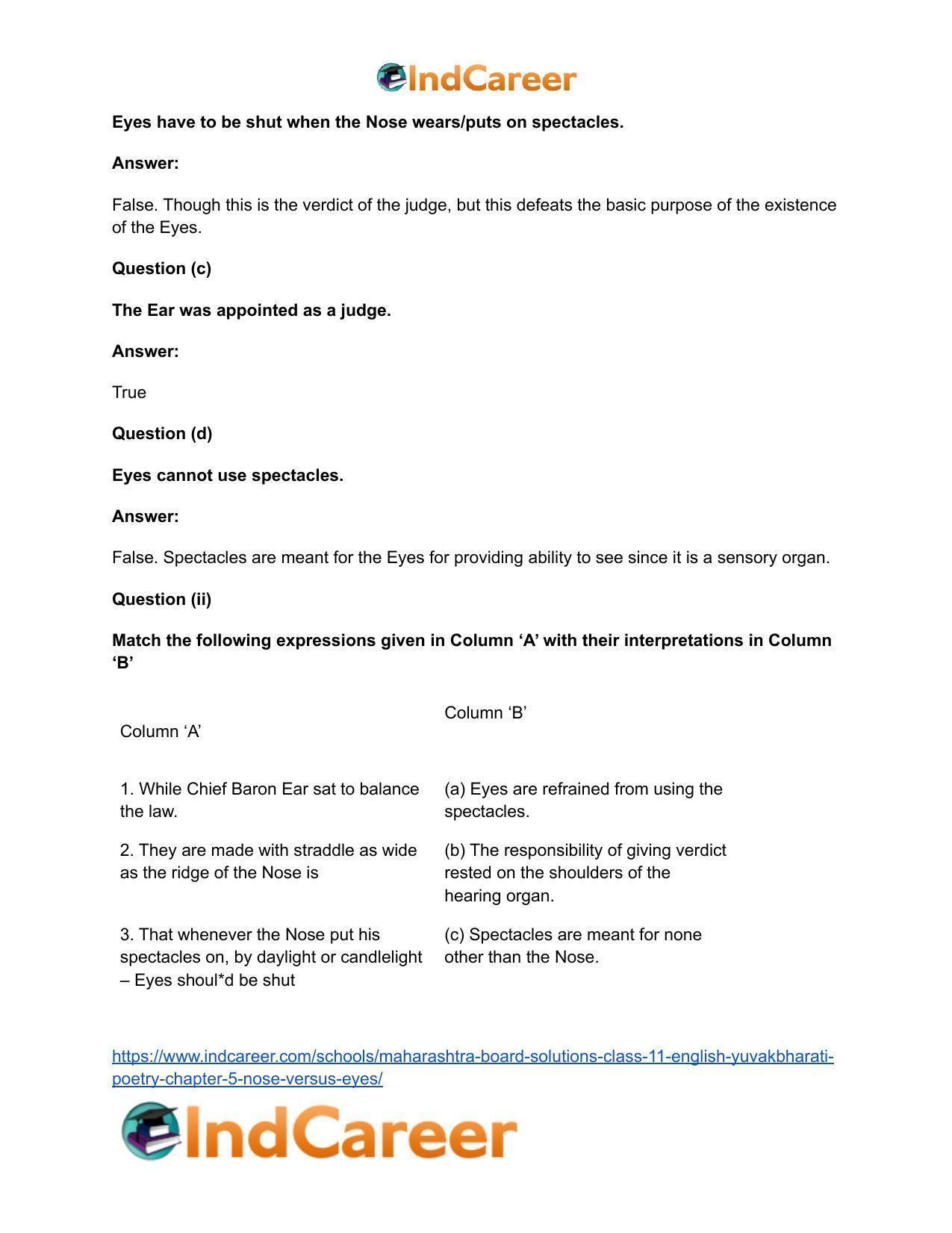 Maharashtra Board Solutions Class 11-English Yuvakbharati (Poetry): Chapter 5- Nose Versus Eyes - Page 5