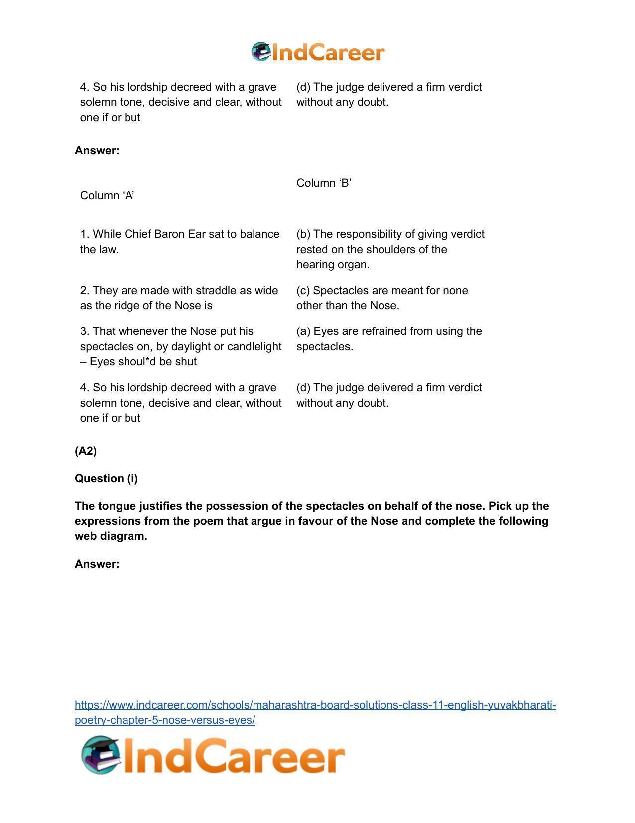 Maharashtra Board Solutions Class 11-English Yuvakbharati (Poetry): Chapter 5- Nose Versus Eyes - Page 6