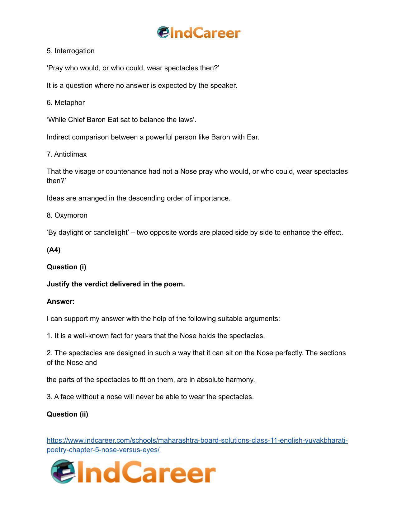 Maharashtra Board Solutions Class 11-English Yuvakbharati (Poetry): Chapter 5- Nose Versus Eyes - Page 9