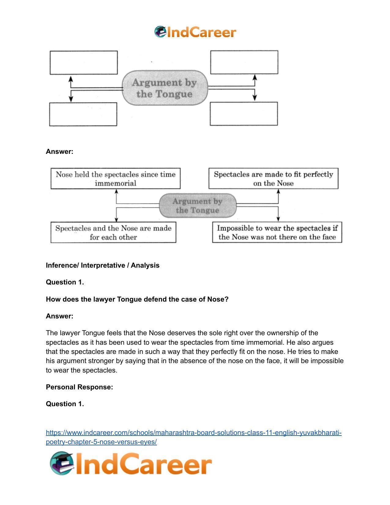 Maharashtra Board Solutions Class 11-English Yuvakbharati (Poetry): Chapter 5- Nose Versus Eyes - Page 13