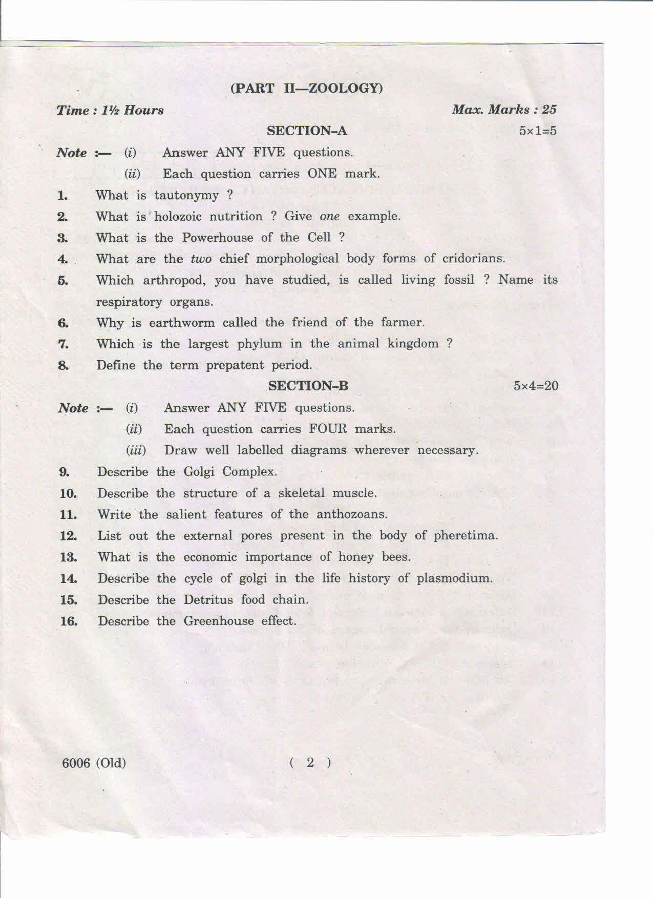 AP Inter 1st Year Biological Sciences(Botany&Zoology)-I (Old) March-2019-Vocational Question Paper - Page 2