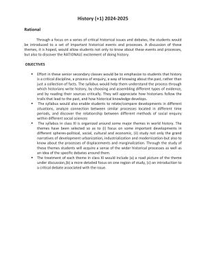 HP Board Class 11th Syllabus for History