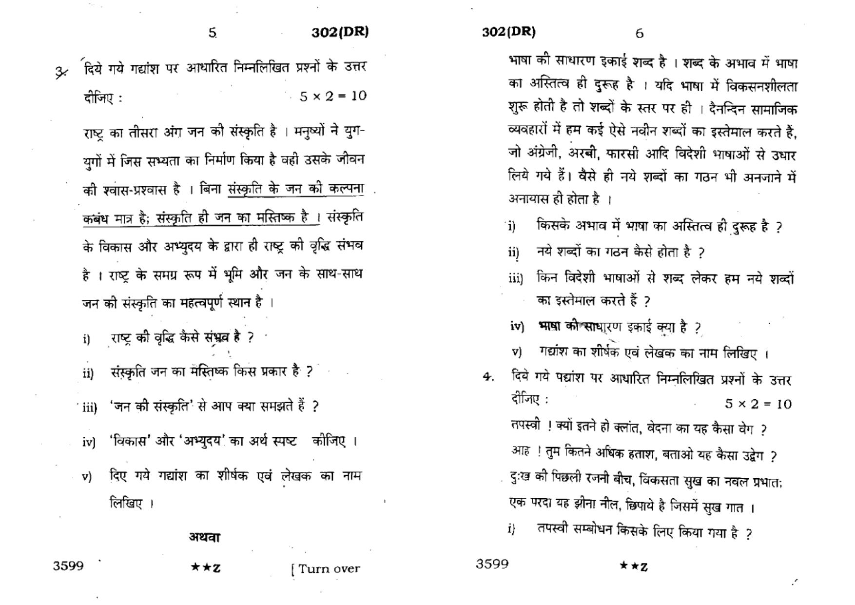 UP Board Previous Year Question Paper Class 12 General Hindi (302 DR) – 2022 - Page 3