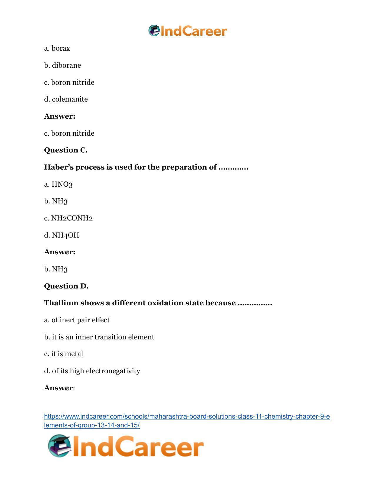 Maharashtra Board Solutions Class 11-Chemistry: Chapter 9- Elements of Group 13, 14 and 15 - Page 3
