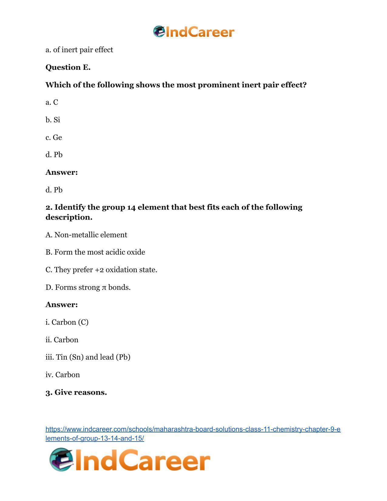 Maharashtra Board Solutions Class 11-Chemistry: Chapter 9- Elements of Group 13, 14 and 15 - Page 4